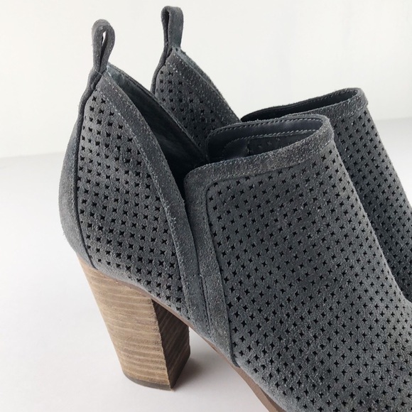 Vince Camuto Gray Perforated Suede Heeled Booties Sz 7.5 - Picture 2 of 9